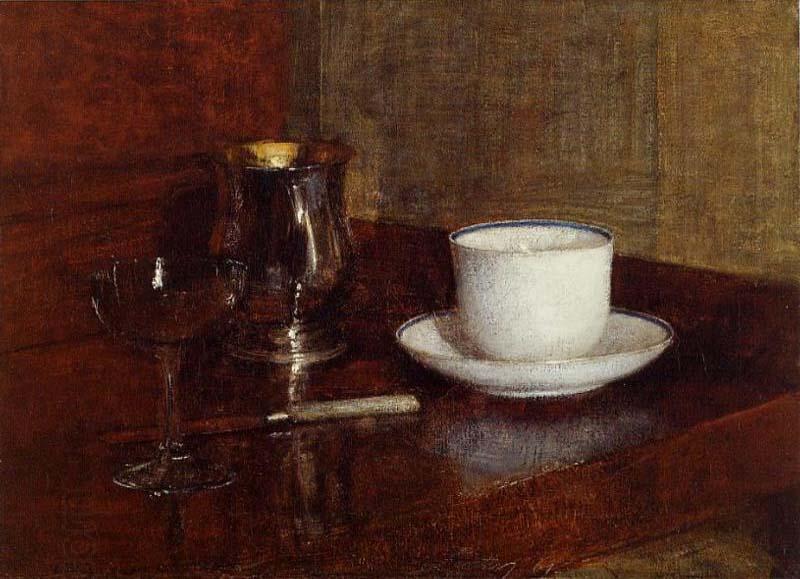 Henri Fantin-Latour Glass, Silver Goblet and Cup of Champagne China oil painting art